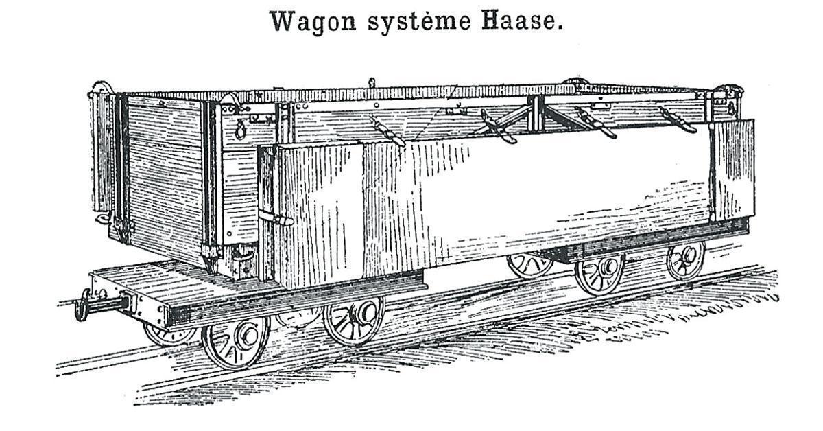 Le wagon Haase, pouvant contenir quatre hommes sur un lit suspendu © d’après de Bloch, op. cit.