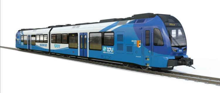 Exemple de livrée pour les rames hybrides Stadler à voie étroite pour les Chemin de fer de Provence ©Stadler