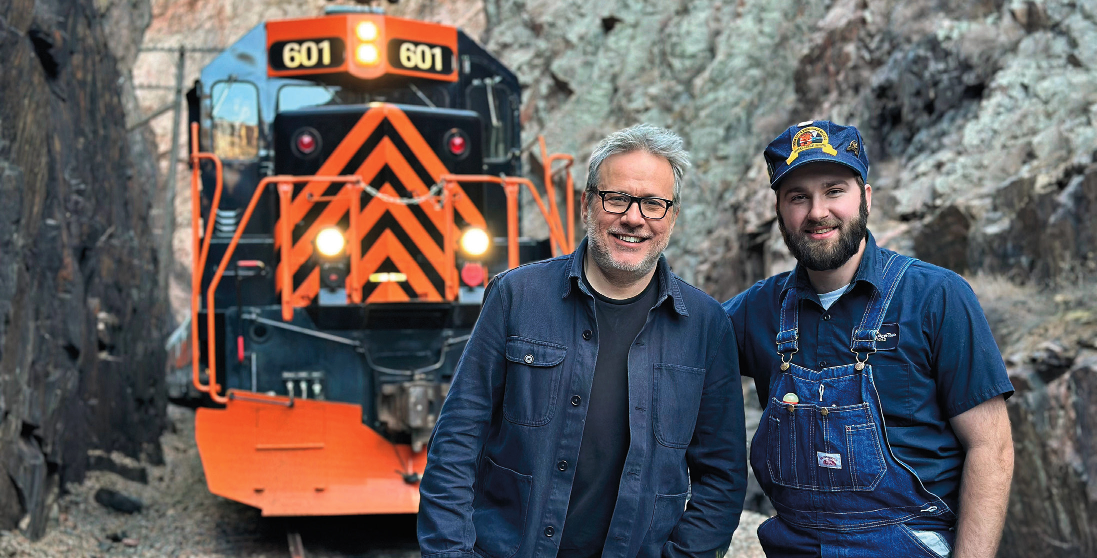 Philippe Gougler et le conducteur du Royal Gorge Route Railroad.