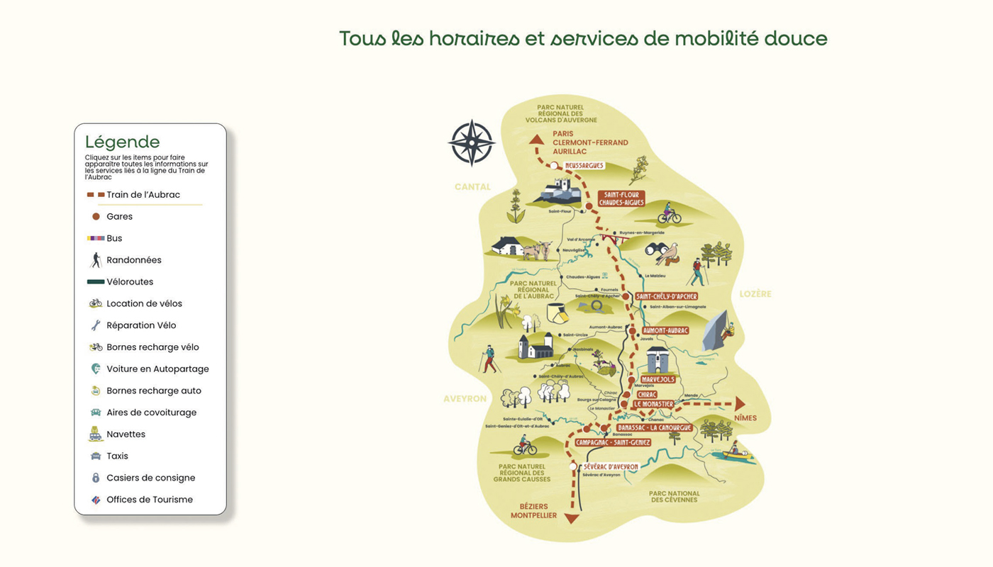 carte interactive du Train de l’Aubrac
