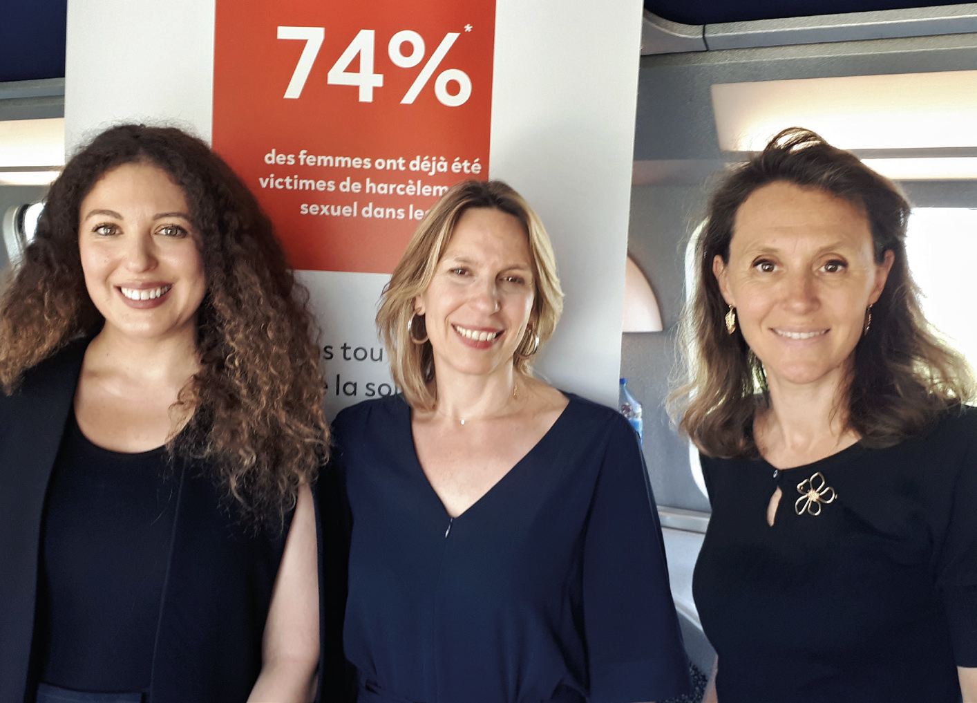 TGV Nord. Une formation express des voyageurs contre le harcèlement des femmes dans l'espace public 1 De g. à dr. : Assia Benziane, présidente de SNCF Mixité, Muriel Signouret, directrice RSE Groupe SNCF, et Emmanuelle Chailley, directrice de l’Axe Nord TGV Inoui, présentes à la formation Stand Up. Anne Jeantet-Leclerc/Photorail/LVDR