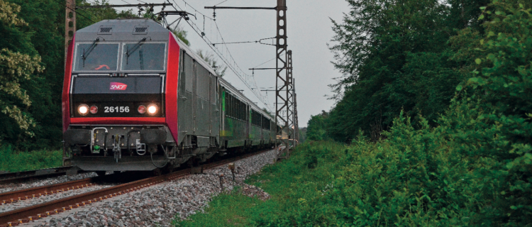 La BB 26156, en tête d’un Clermont-Ferrand - Paris traverse la forêt de Fontainebleau (20 mai 2020).