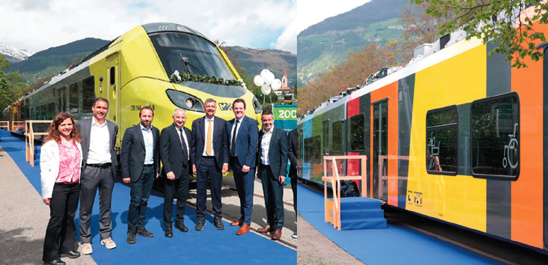 Alstom présentait le 4 mai 2025 le Coradia Stream ETR 160 00A de STA à Malles Venosta, gare terminus de la ligne Vinschger Bahn (4 mai 2025).