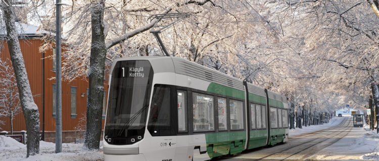 Impression d’artiste d’un futur tram Tango Nordic de Stadler pour HKL (7 octobre 2025) Crédit photo : Stadler Rail