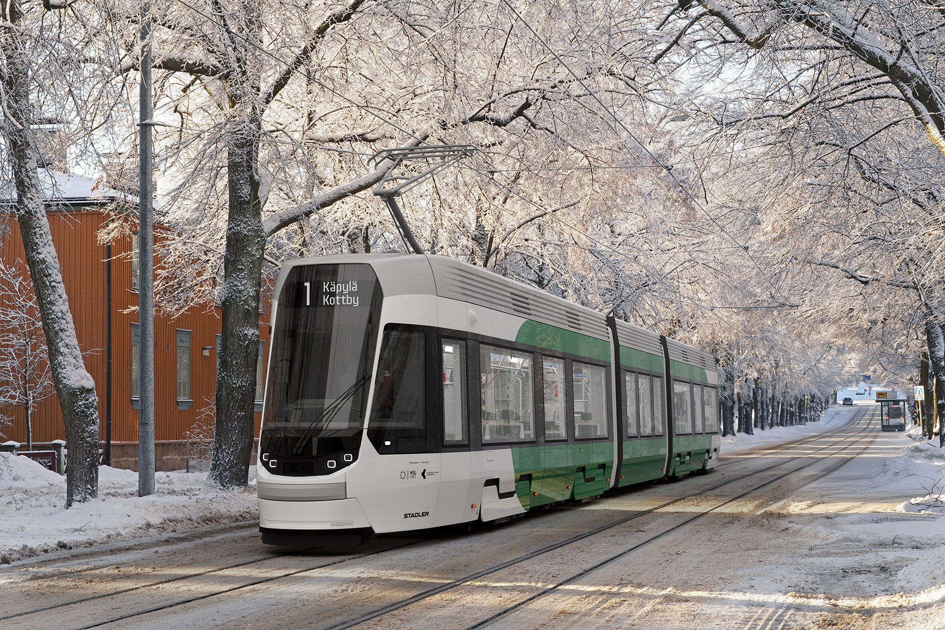 Impression d’artiste d’un futur tram Tango Nordic de Stadler pour HKL (7 octobre 2025) Crédit photo : Stadler Rail
