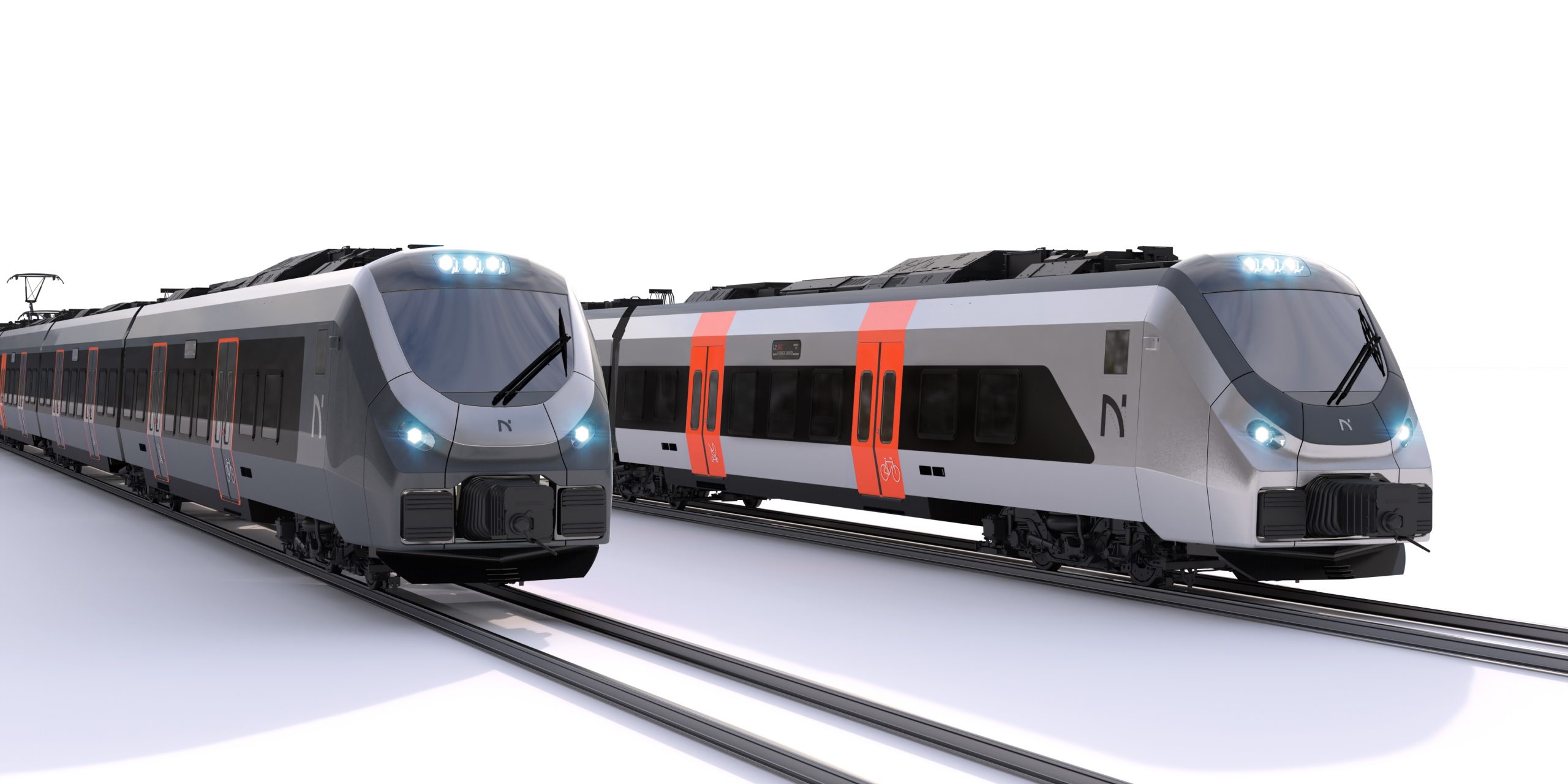 Impression d’artiste de deux Coradia Nordic « N05 » pour Norske Tog (22 décembre 2021) Crédit photo : Alstom
