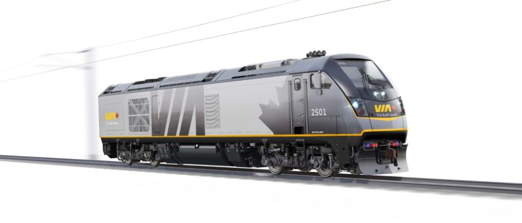 Le Canada : Via Rail commande 45 locomotives hybrides à Stadler 2 Impression d’artiste d’une future locomotive hybride pour Via Rail Crédit photo : Stadler Rail
