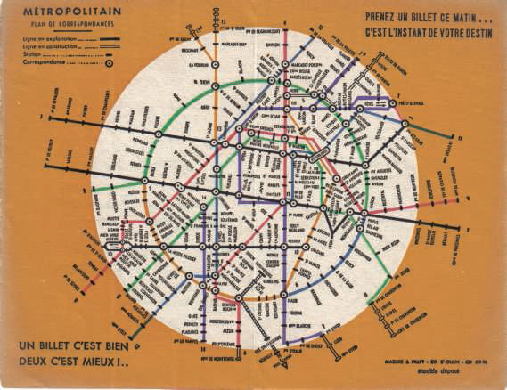 Vieux plan de metro paris