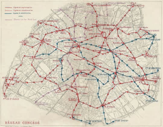 Vieux plan de metro parisien
