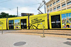Un tramway «maillot jaune» Tour de france Montpellier