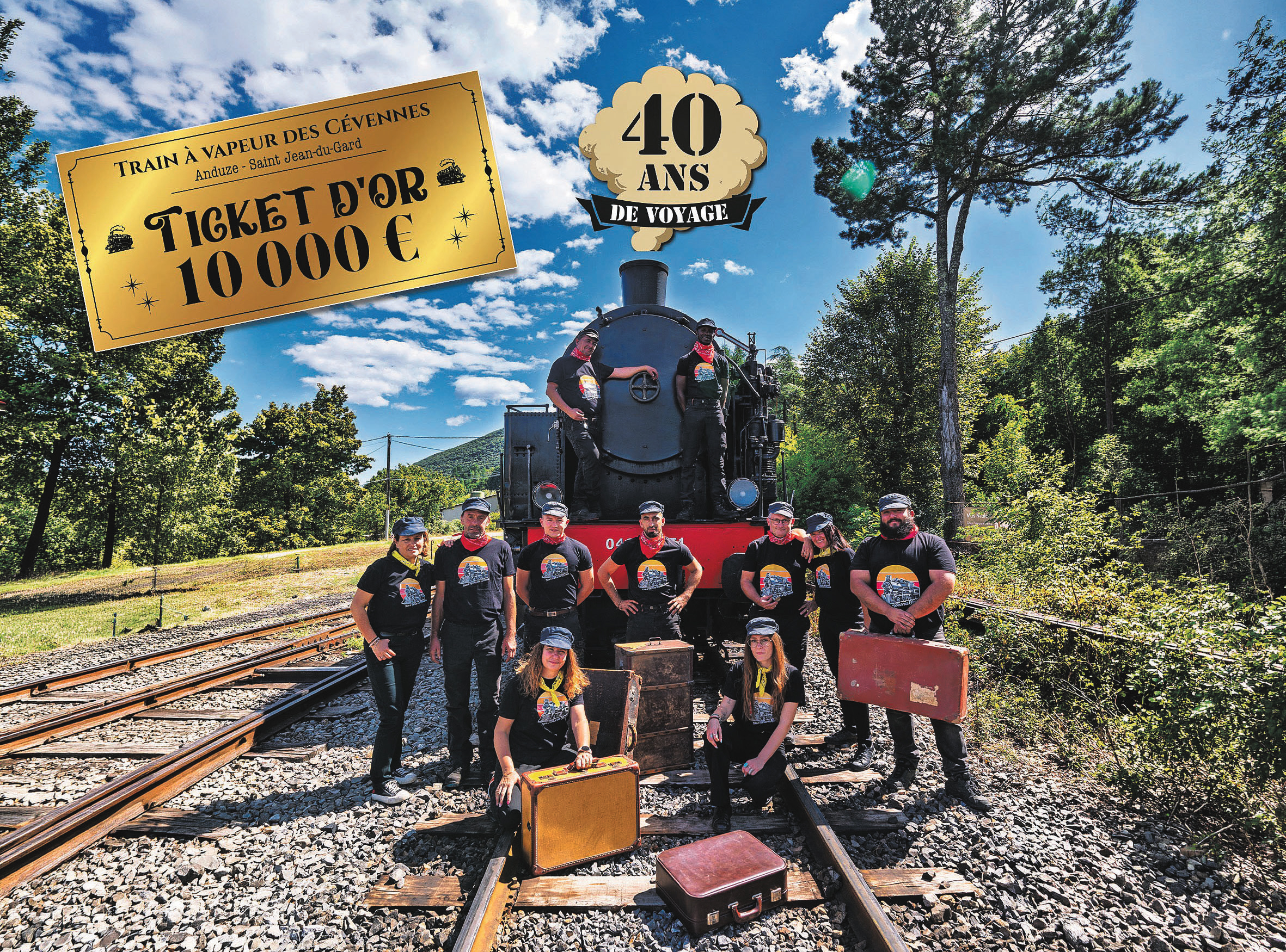 Patrimoine. 2026, une année anniversaire pour le Train des Cévennes 1 L’équipe du Train à vapeur des Cévennes devant une de ses locomotives historiques, la Krupp 040 T, une machine de 1937.