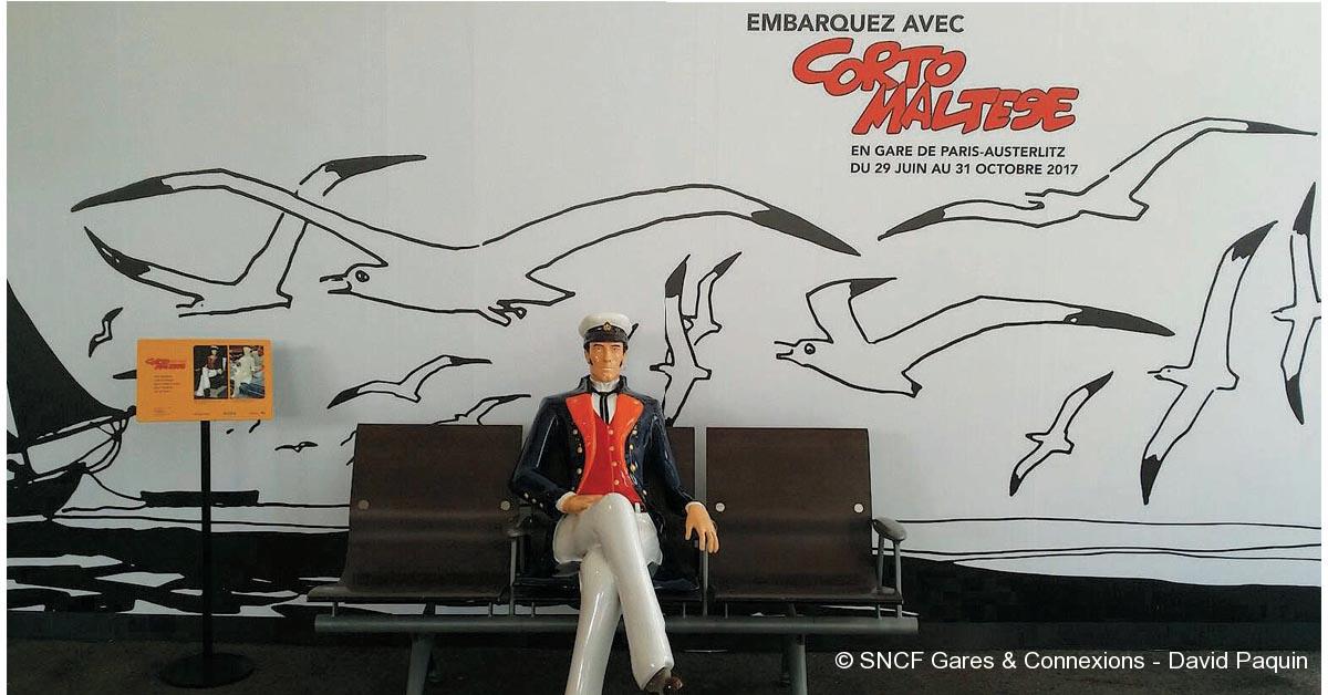 Expo. Corto Maltese fête ses 50 ans en gare de Paris-Austerlitz 1 © SNCF Gares & Connexions - David Paquin
