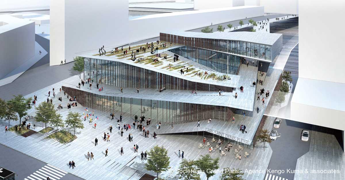 ÎdF. Une gare olympique pour Saint-Denis Pleyel 1 © Société du Grand Paris - Agence Kengo Kuma & associates