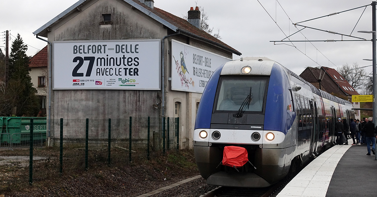 Gare de Morvillars qui se trouve sur la ligne Belfort-Delle.