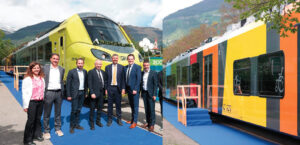 Alstom présentait le 4 mai 2025 le Coradia Stream ETR 160 00A de STA à Malles Venosta, gare terminus de la ligne Vinschger Bahn (4 mai 2025).