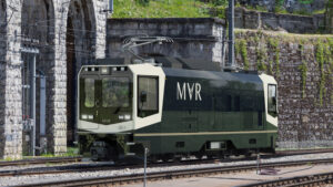 Suisse : Les MVR commandent à Stadler deux locomotives bimode à crémaillère 13 Impression d'artiste d'une future HGem 4/4 en gare de Montreux (1er octobre 2026) Crédit photo : Stadler Rail